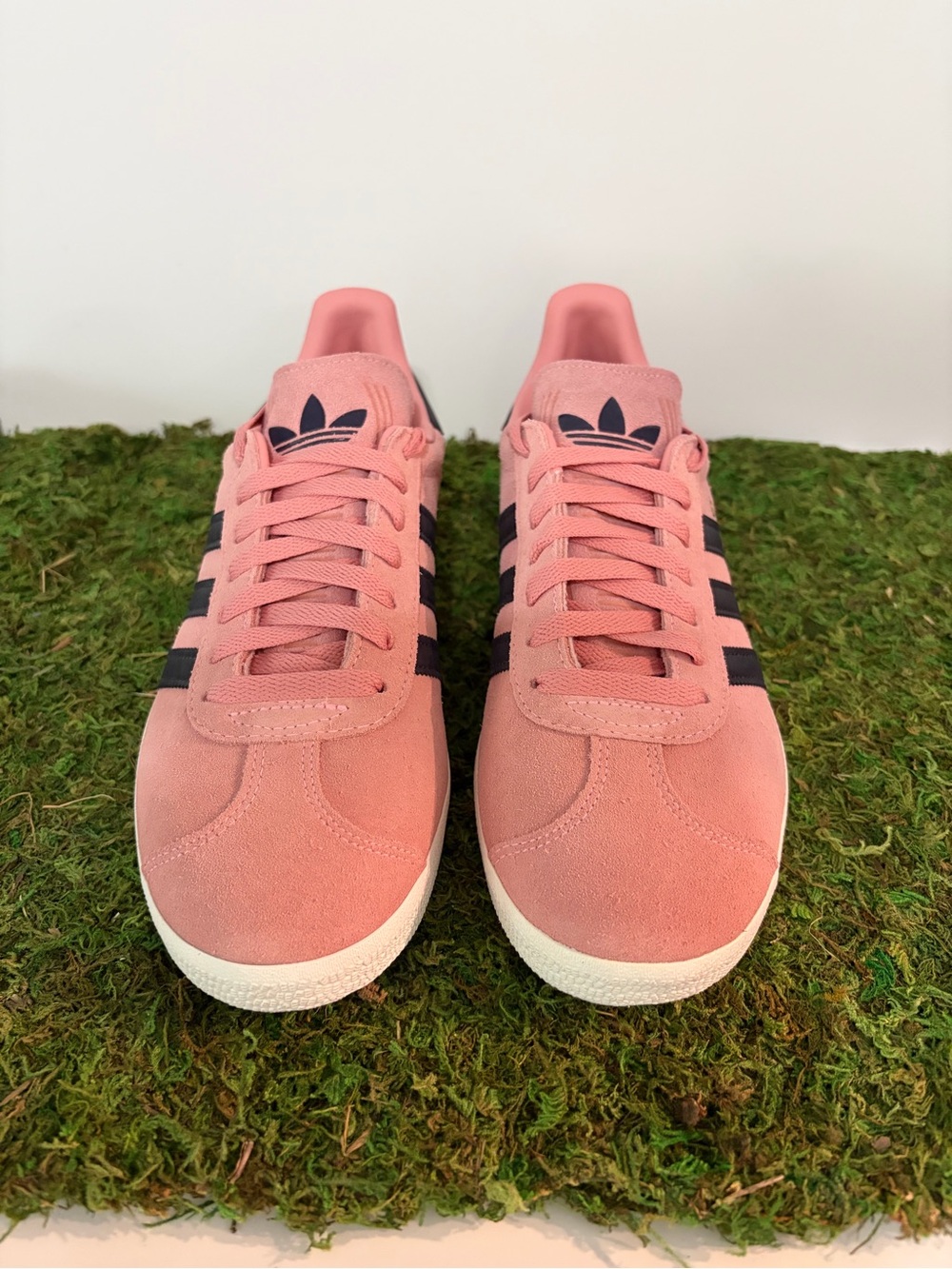 adidas Pink Suede Sneakers with Navy Stripes
